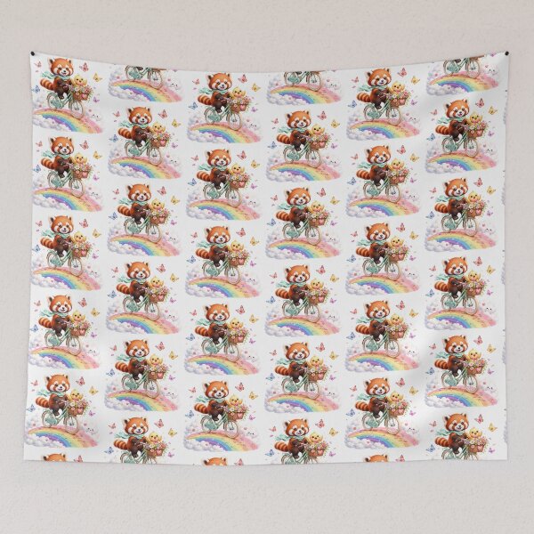Item preview, Rainbow ride with red panda and little chick designed and sold by QuirkNest Studio .
