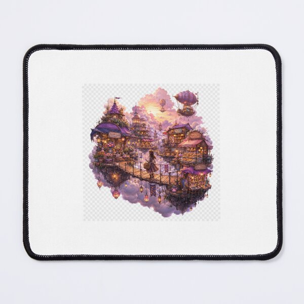 Item preview, Lantern Market in the Clouds Whimsical Fantasy Art designed and sold by TaiwoDesigns.