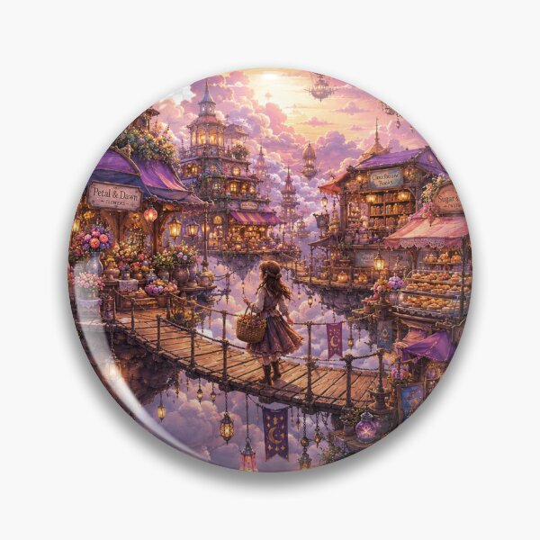 Item preview, Lantern Market in the Clouds Whimsical Fantasy Art designed and sold by TaiwoDesigns.