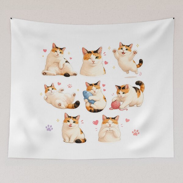 Item preview, Cute Calico Cat Sticker Pack – Kawaii Funny Cat Expressions designed and sold by Adjie Triawan.