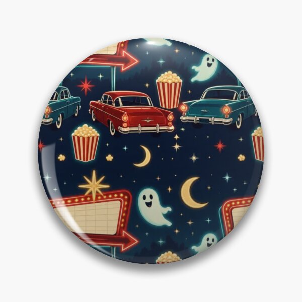 Item preview, Vintage Spooky Drive In Neon Retro Halloween Pattern designed and sold by StickyGuys.