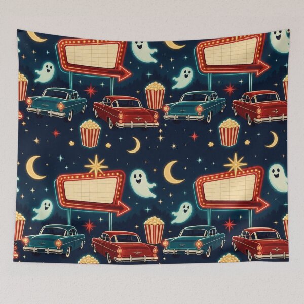 Item preview, Vintage Spooky Drive In Neon Retro Halloween Pattern designed and sold by StickyGuys.