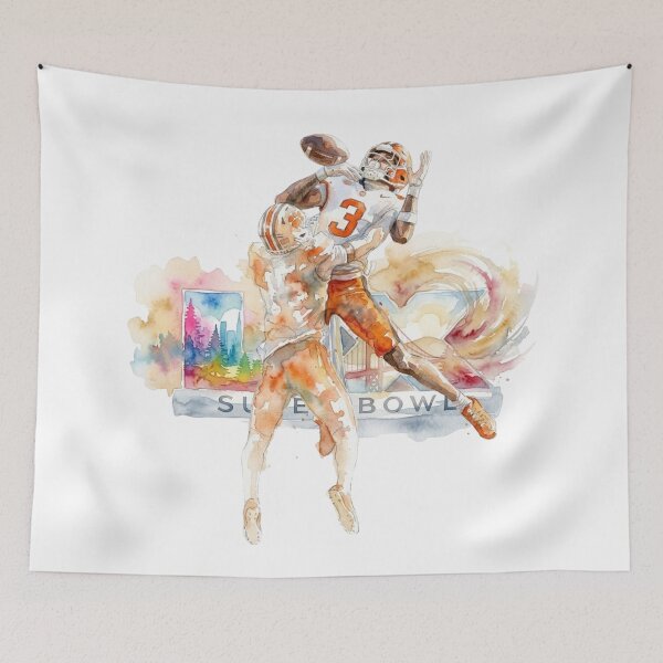 Item preview, Super Bowl Watercolor Art: Quarterback Catch Painting designed and sold by cucuzeus.