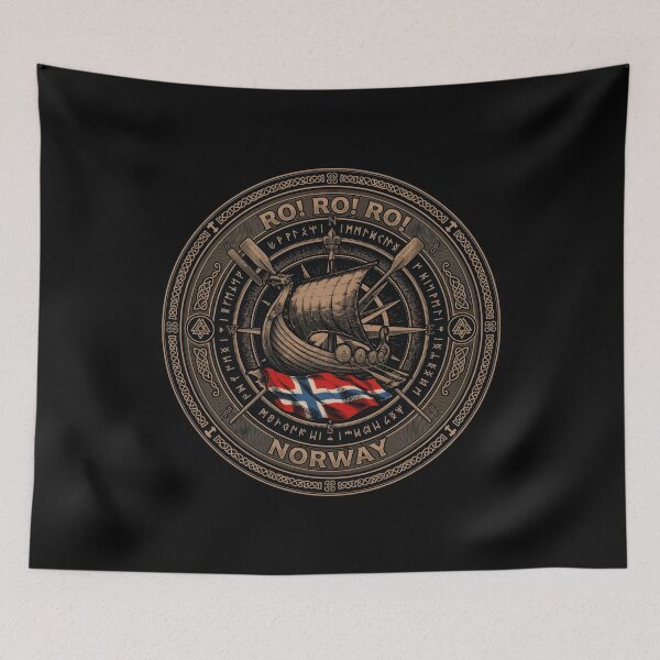 Item preview, Row Row Row Norway Norwegian Flag Longship for Nordic Heritage Fans designed and sold by Redgiant87x.