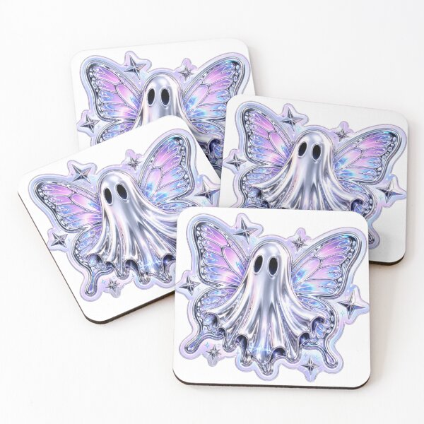 Item preview, Y2K Ghost Butterfly Chrome Retro Halloween designed and sold by StickyGuys.