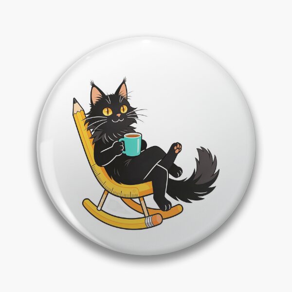 Item preview, Relaxed Black Cat Rocking on a Giant Pencil Chair | Funny School Sticker designed and sold by OksArtStudio.