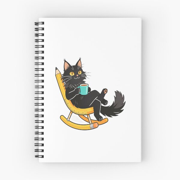 Item preview, Relaxed Black Cat Rocking on a Giant Pencil Chair | Funny School Sticker designed and sold by OksArtStudio.