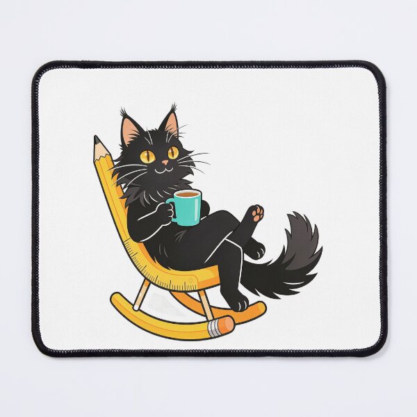 Item preview, Relaxed Black Cat Rocking on a Giant Pencil Chair | Funny School Sticker designed and sold by OksArtStudio.