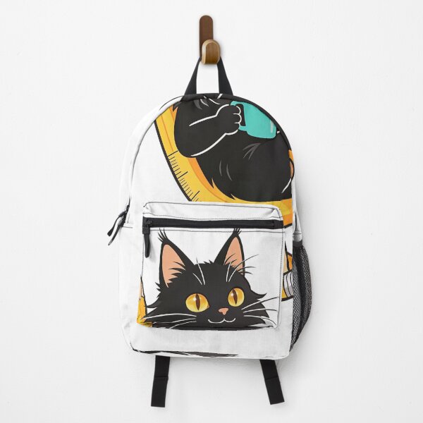 Item preview, Relaxed Black Cat Rocking on a Giant Pencil Chair | Funny School Sticker designed and sold by OksArtStudio.
