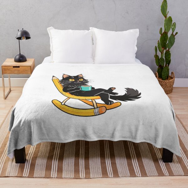 Item preview, Relaxed Black Cat Rocking on a Giant Pencil Chair | Funny School Sticker designed and sold by OksArtStudio.