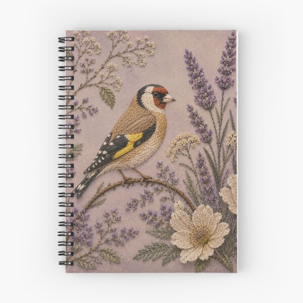 Item preview, Goldfinch Botanical Art, Faux Embroidery designed and sold by HavuNordicShop.