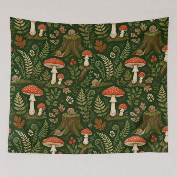 Item preview, Mushroom Cottage Autumn Foraging Cottagecore Pattern designed and sold by StickyGuys.