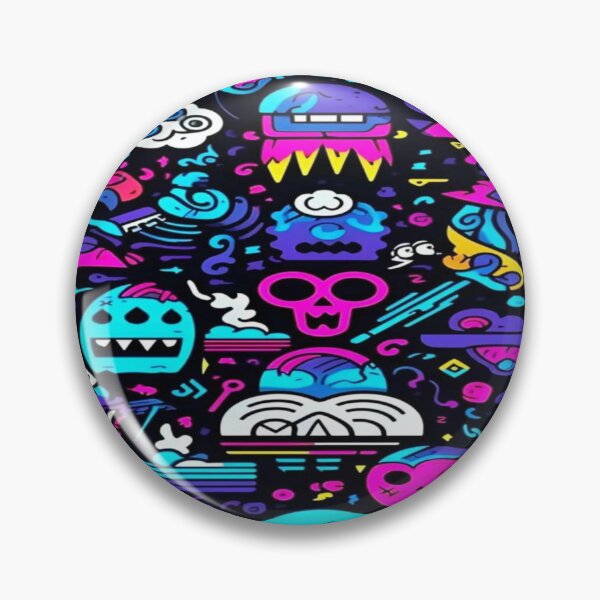 Item preview, Explosion of Neon Doodles - Monsters, Skulls and UFOs in Retro Cartoon Style designed and sold by RAYBIL.