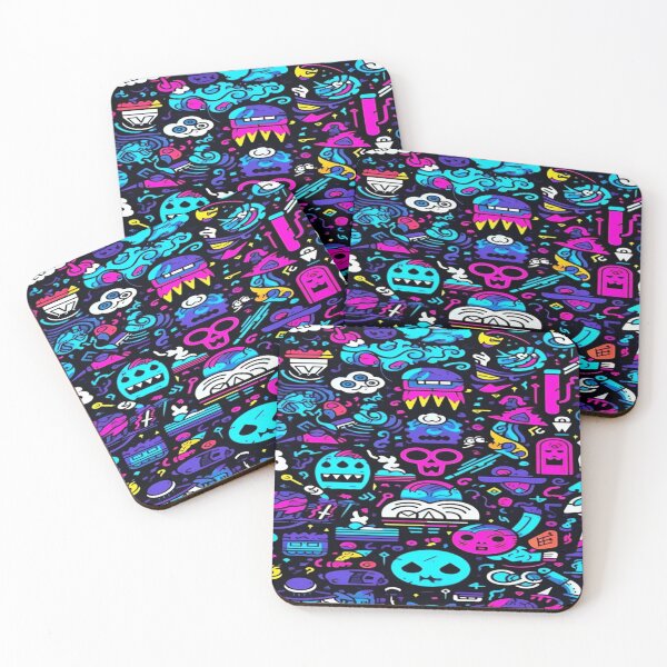 Item preview, Explosion of Neon Doodles - Monsters, Skulls and UFOs in Retro Cartoon Style designed and sold by RAYBIL.