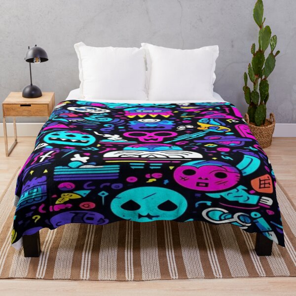 Item preview, Explosion of Neon Doodles - Monsters, Skulls and UFOs in Retro Cartoon Style designed and sold by RAYBIL.