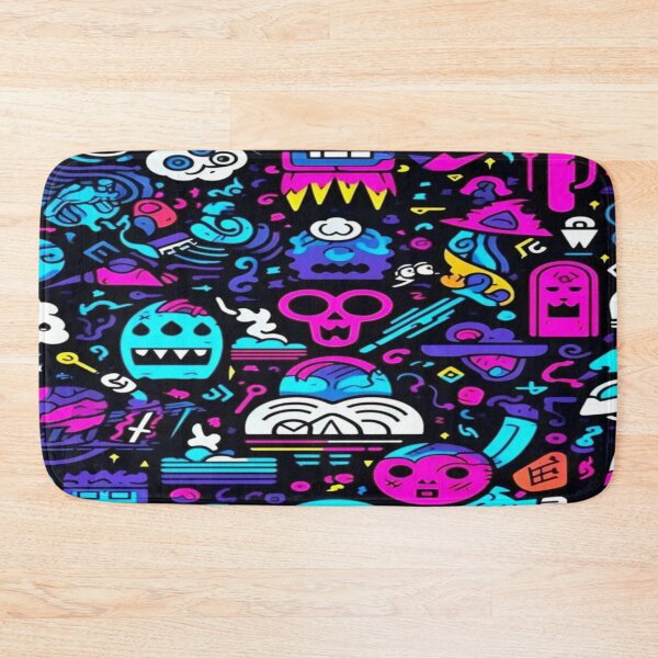 Item preview, Explosion of Neon Doodles - Monsters, Skulls and UFOs in Retro Cartoon Style designed and sold by RAYBIL.