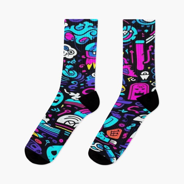 Item preview, Explosion of Neon Doodles - Monsters, Skulls and UFOs in Retro Cartoon Style designed and sold by RAYBIL.