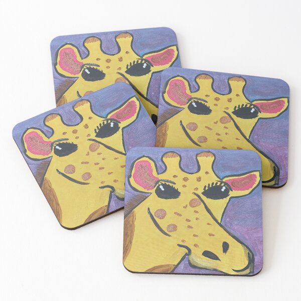 Item preview, Minimalist Giraffe Portrait on Textured Purple Painting designed and sold by Faithstarmancil.