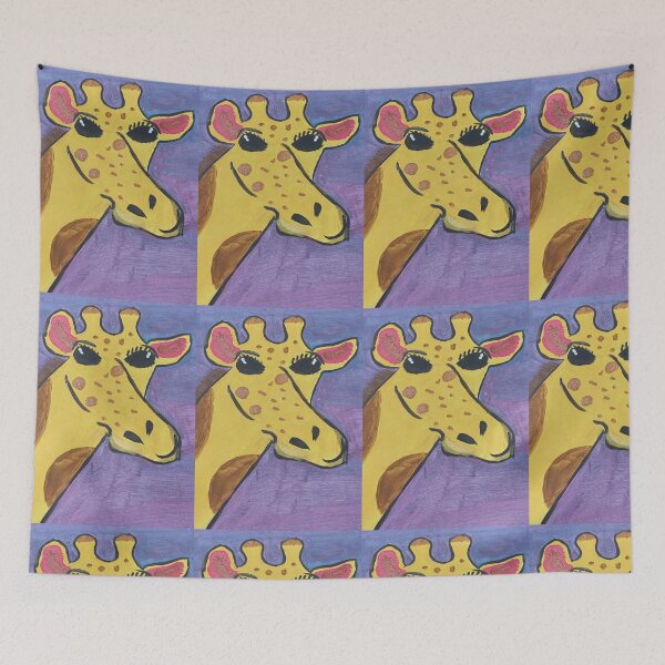 Artikelvorschau, Minimalistisches Giraffenporträt auf strukturiertem violettem Gemälde entworfen und verkauft von Faithstarmancil.
