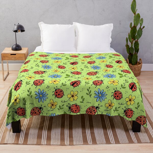 Item preview, Watercolor Green & Blue Ladybug Dance designed and sold by PipermintPress.