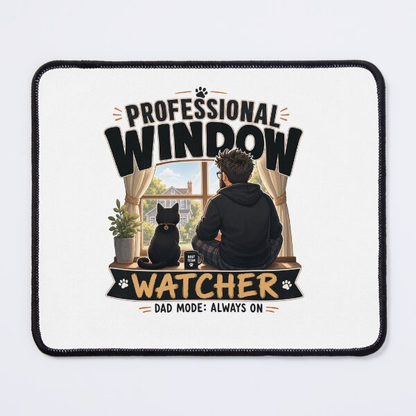 Item preview, Professional Window Watcher Black Cat Dad Funny Kawaii T-Shirt designed and sold by Ashley critters.