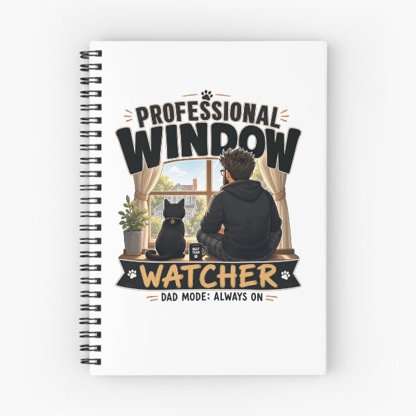 Item preview, Professional Window Watcher Black Cat Dad Funny Kawaii T-Shirt designed and sold by Ashley critters.