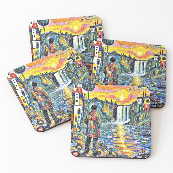 Item preview, Man gazes at waterfall designed and sold by George Hutton Hunter.