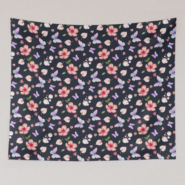 Item preview, Exotic Hibiscus Flower Butterfly Seamless Pattern designed and sold by Chromaovo.
