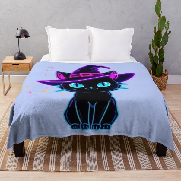 Item preview, Neon Black Cat Witch Kawaii Sticker | Glowing Halloween Cat designed and sold by Stylestickers55.