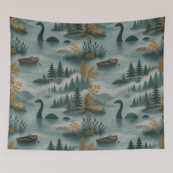 Item preview, Loch Ness Autumn Lake Legend Cryptid Pattern designed and sold by StickyGuys.