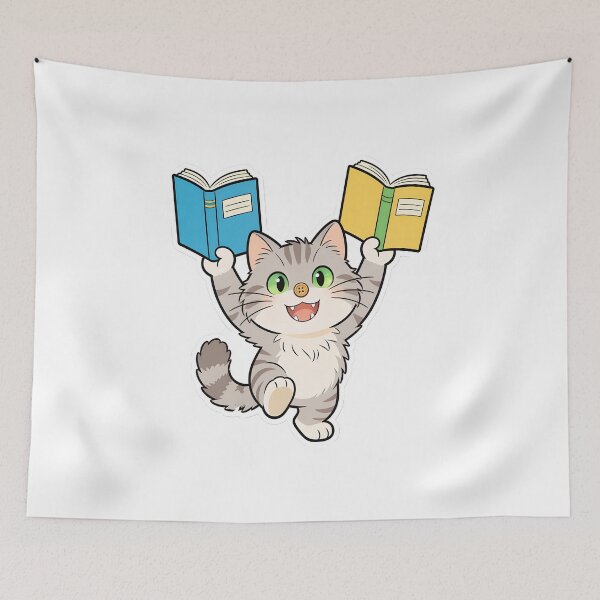 Item preview, Happy Gray Cat Celebrating Finished Homework | Back to School Sticker designed and sold by OksArtStudio.