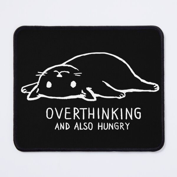 Item preview, Overthinking and Also Hungry Funny Lazy Cat Meme designed and sold by Dragstrider.