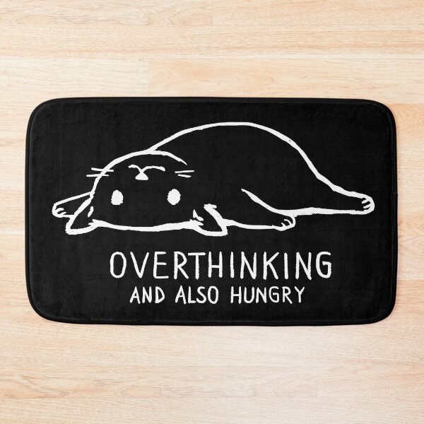 Item preview, Overthinking and Also Hungry Funny Lazy Cat Meme designed and sold by Dragstrider.
