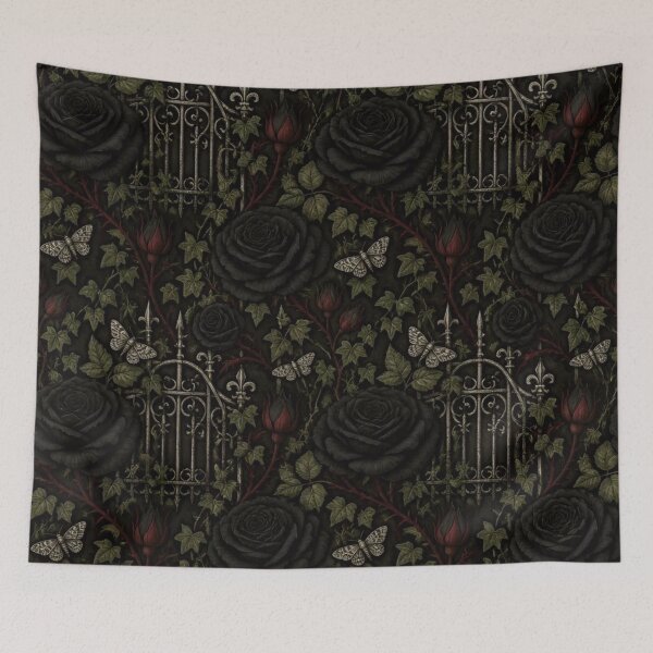 Item preview, Gothic Cottage Black Roses Garden Vintage Pattern designed and sold by StickyGuys.