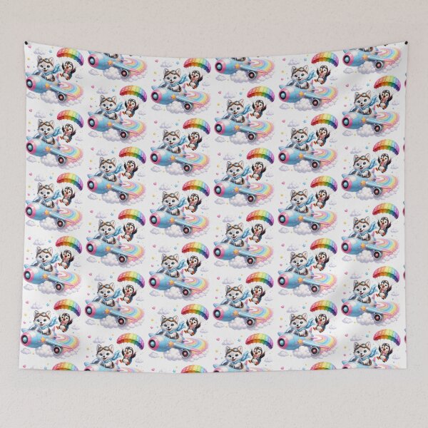 Item preview, Sky adventure with arctic fox and puffin designed and sold by QuirkNest Studio .