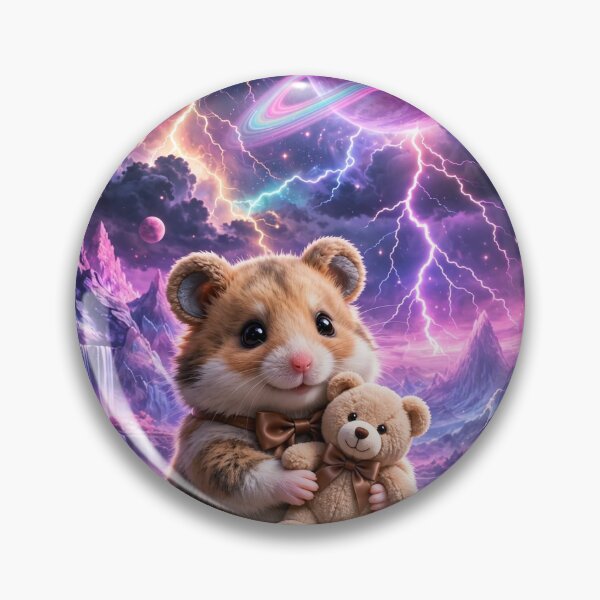 Item preview, Golden Hamster & Teddy Under Electric Planet Storm designed and sold by 303 Visionary Prints .