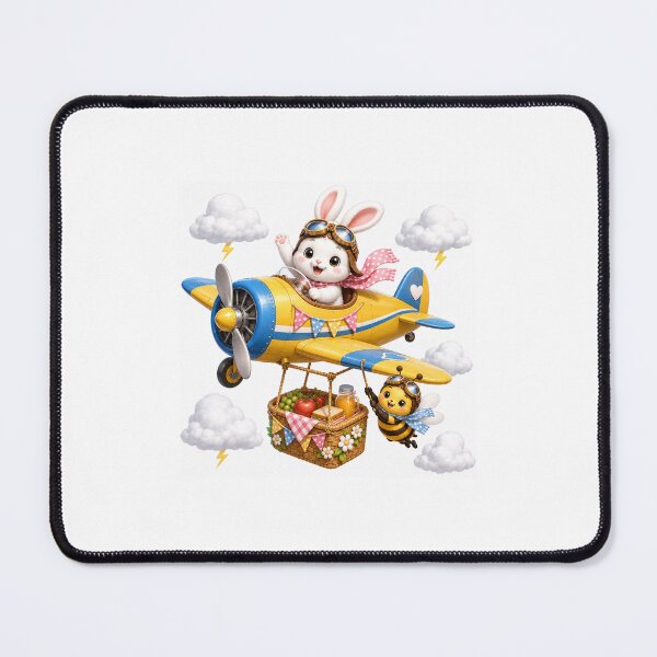 Item preview, Flying picnic with bunny and bee designed and sold by QuirkNest Studio .