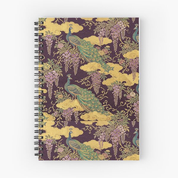 Item preview, Vintage Peacock and Wisteria Silk Brocade Textile Pattern designed and sold by ArtfulAlchemy1.