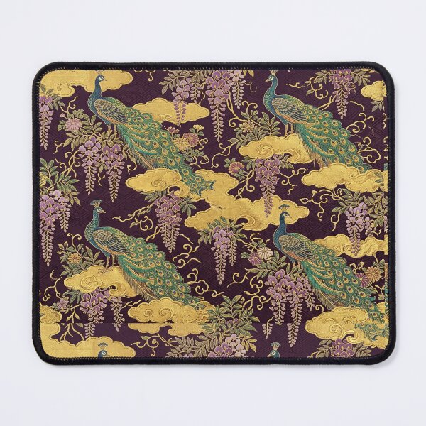 Item preview, Vintage Peacock and Wisteria Silk Brocade Textile Pattern designed and sold by ArtfulAlchemy1.