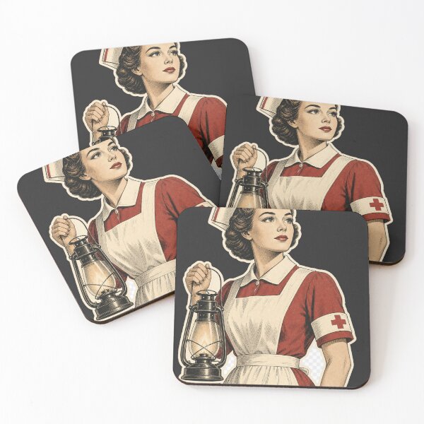 Item preview, Vintage Nurse with Lamp 1950s Retro Nursing Illustration  designed and sold by Arobinoz.