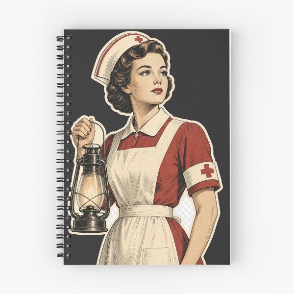 Item preview, Vintage Nurse with Lamp 1950s Retro Nursing Illustration  designed and sold by Arobinoz.