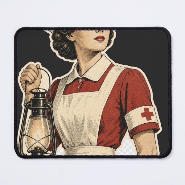 Item preview, Vintage Nurse with Lamp 1950s Retro Nursing Illustration designed and sold by Arobinoz.