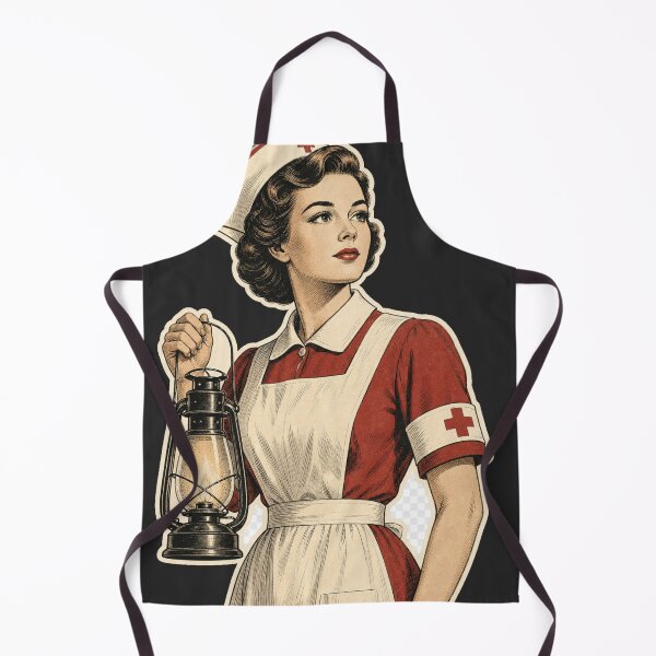 Item preview, Vintage Nurse with Lamp 1950s Retro Nursing Illustration designed and sold by Arobinoz.