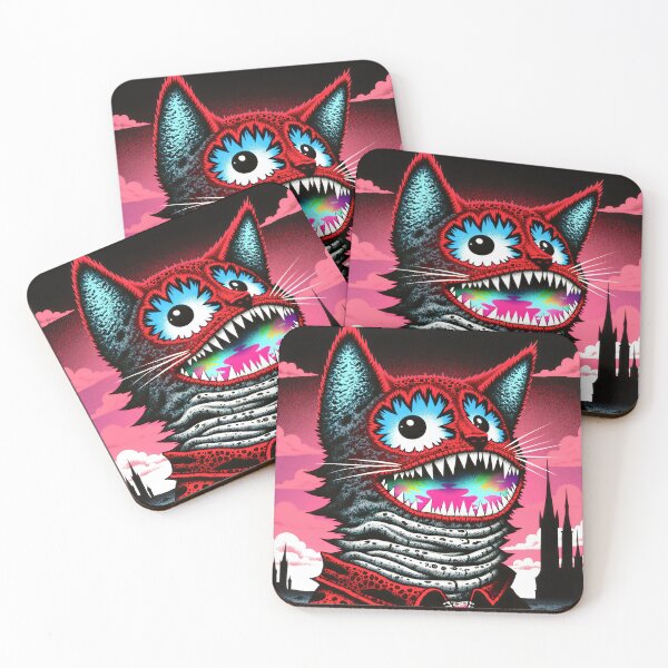 Item preview, Creepy Cute Cat Portrait - Dark Red Cat Illustration designed and sold by QQQueen.