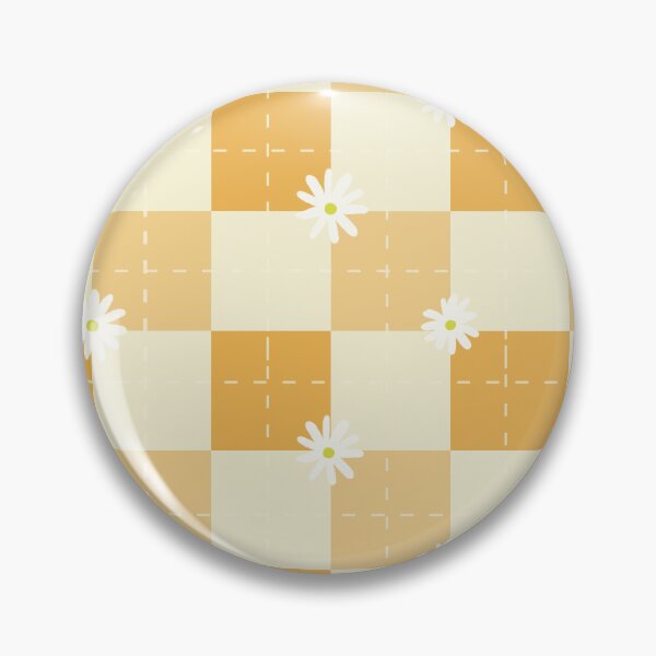 Item preview, Retro Mustard Yellow and Daisy Checkerboard Seamless plaid Pattern designed and sold by StoriesInGrain.