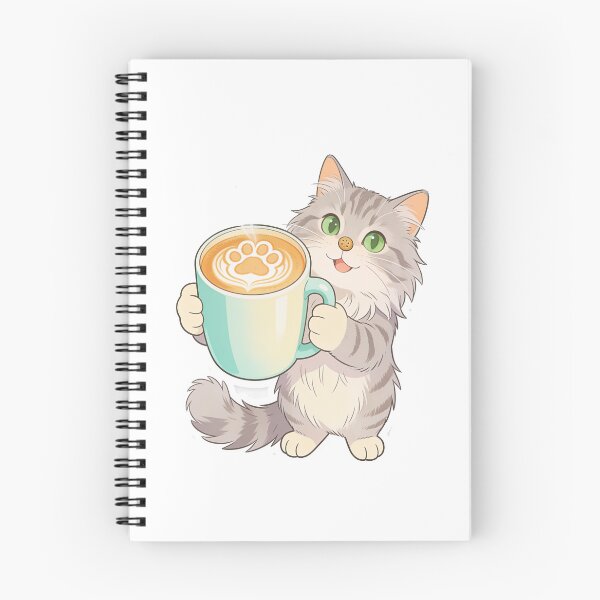 Item preview, Cute Gray Cat Holding a Coffee Mug with Paw Latte Art | Cozy Cat Sticker designed and sold by OksArtStudio.