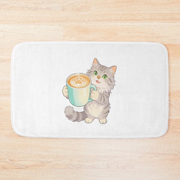 Item preview, Cute Gray Cat Holding a Coffee Mug with Paw Latte Art | Cozy Cat Sticker designed and sold by OksArtStudio.