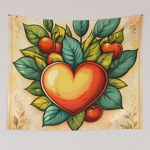 Item preview, Hearts 22 - Vintage Orange Heart and Leaves Art designed and sold by NikaNavi.