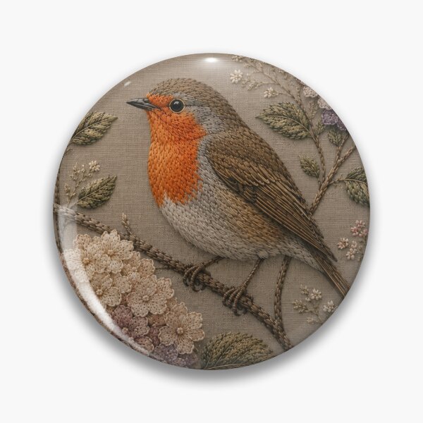 Item preview, Sparrow and Hydrangeas Botanical Art, Faux Embroidery designed and sold by HavuNordicShop.