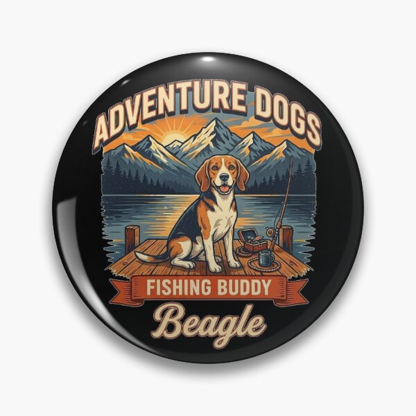 Item preview, Adventure Dogs – Fishing Buddy | Beagle Vintage Fishing designed and sold by No Excuses Supply.